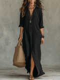 Zediola | Vestido largo camisero bohemio con botones delanteros