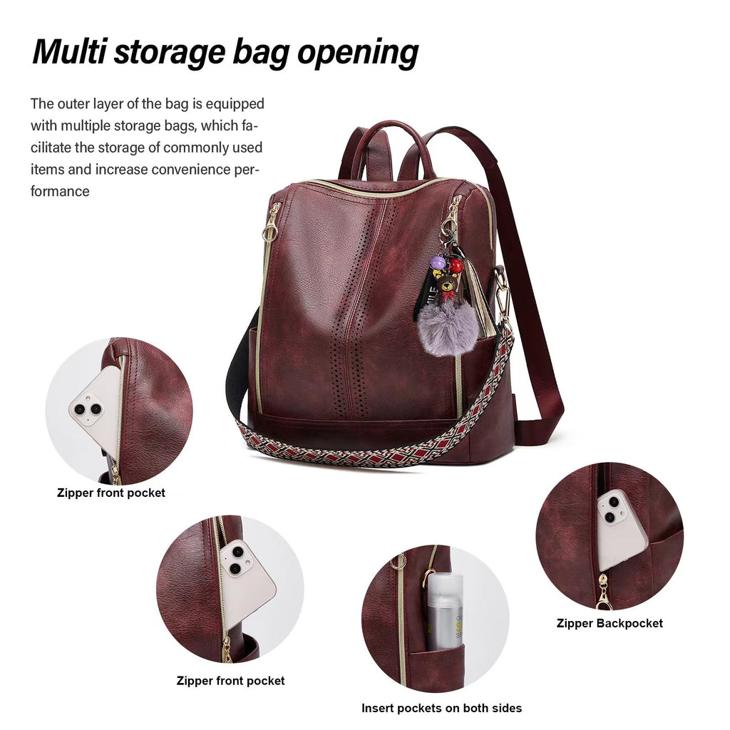 Mochila convertible 2 en 1 de piel de lujo + estuche de regalo