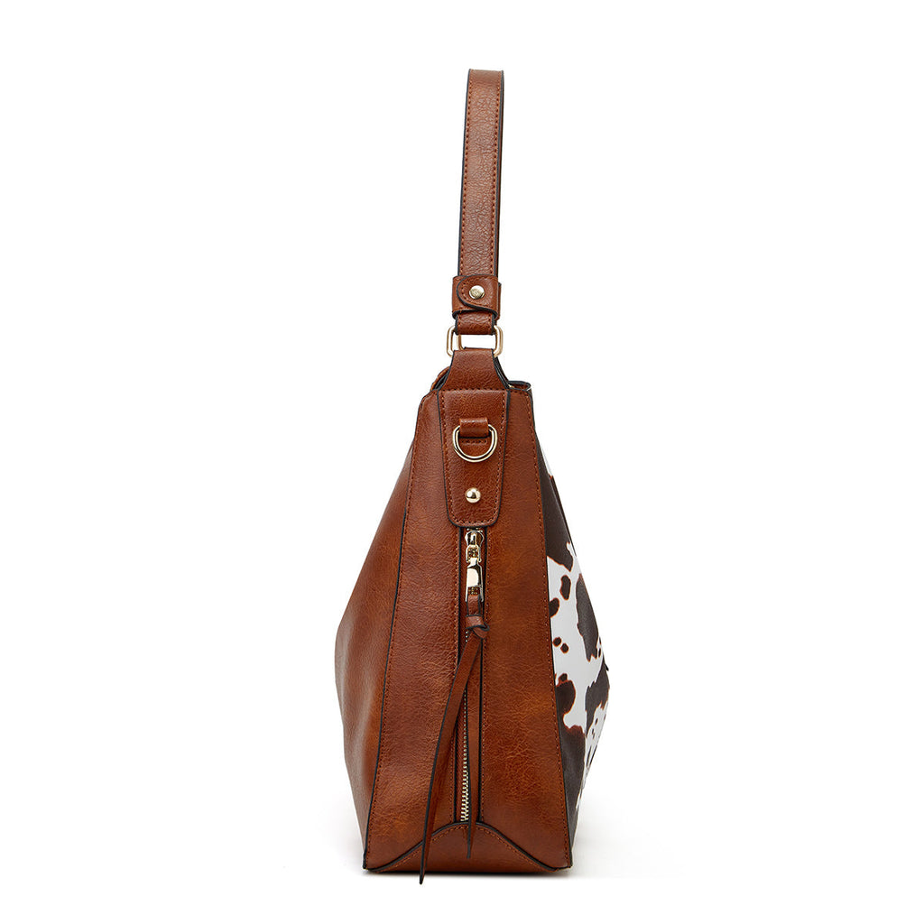 Bolso hobo de lujo en cuero estampado con antirrobo + monedero tipo pouch GRATIS