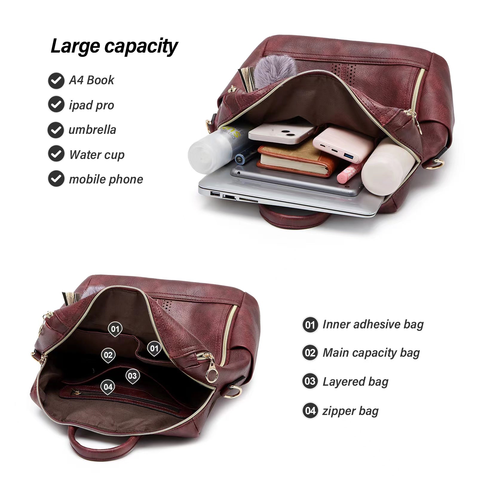 Mochila convertible 2 en 1 de piel de lujo + estuche de regalo
