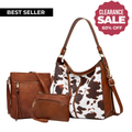 Conjunto de 3 bolsos hobo de cuero de lujo con estampado