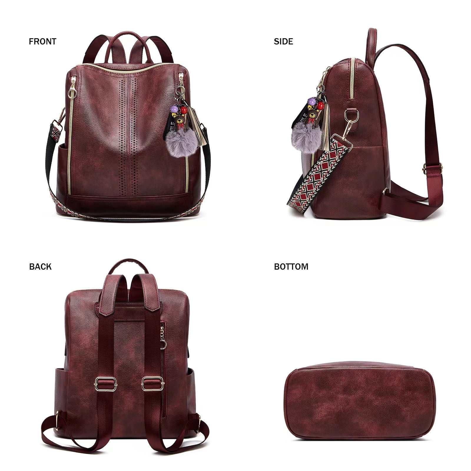 Mochila convertible 2 en 1 de piel de lujo + estuche de regalo