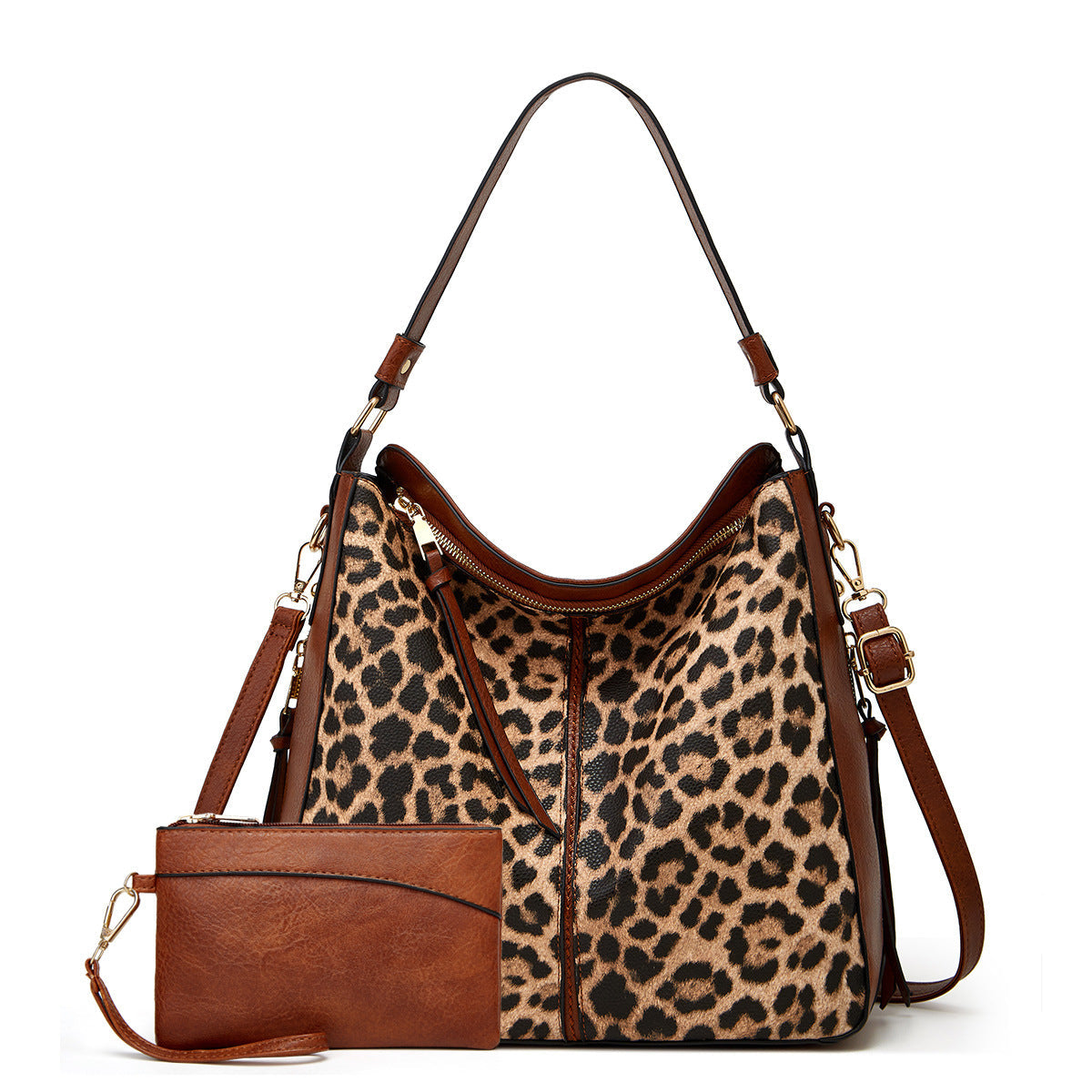 Bolso hobo de lujo en cuero estampado con antirrobo + monedero tipo pouch GRATIS
