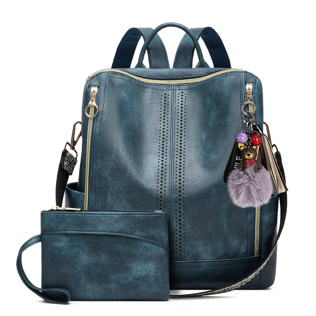 Mochila convertible 2 en 1 de piel de lujo + estuche de regalo