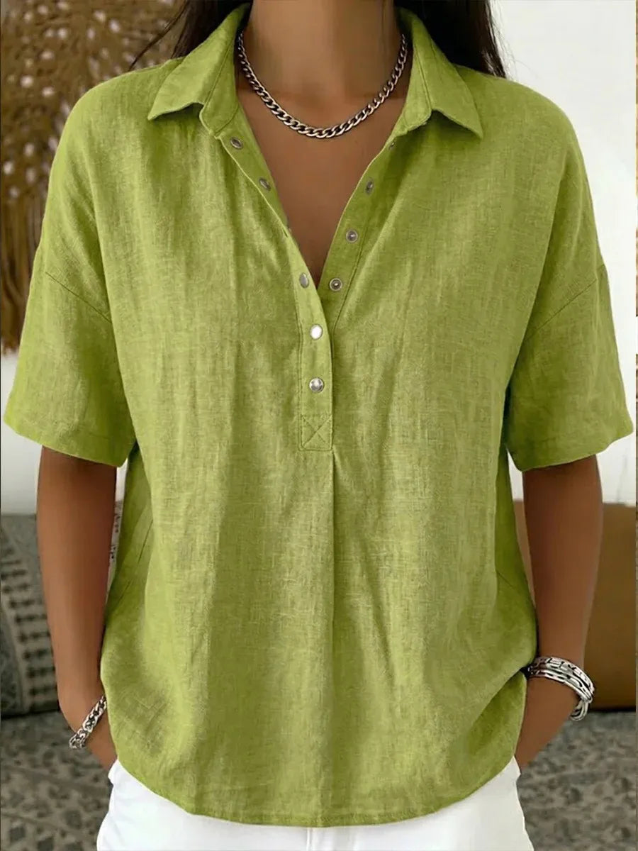 Ari | Blusa con cuello y detalle de botones (¡POR TIEMPO LIMITADO 1+1 GRATIS!)