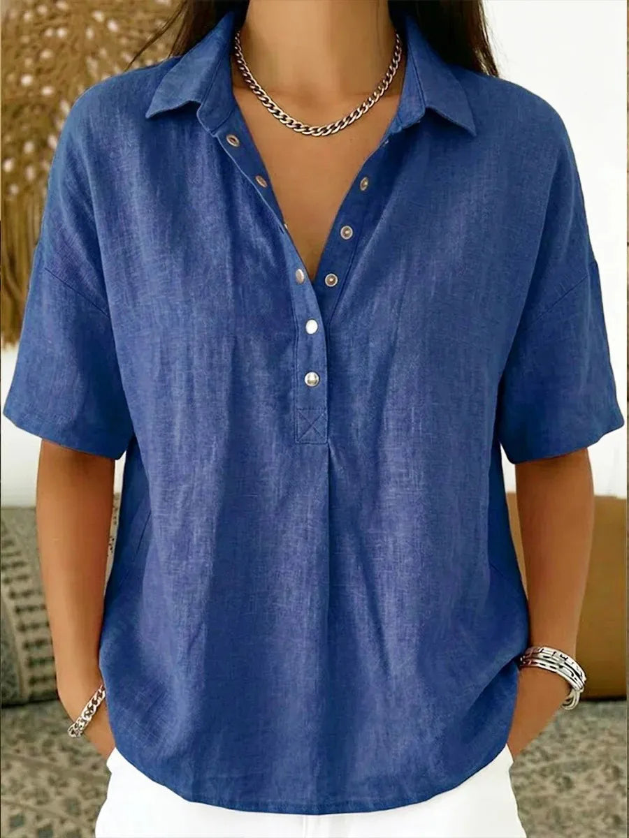 Ari | Blusa con cuello y detalle de botones (¡POR TIEMPO LIMITADO 1+1 GRATIS!)