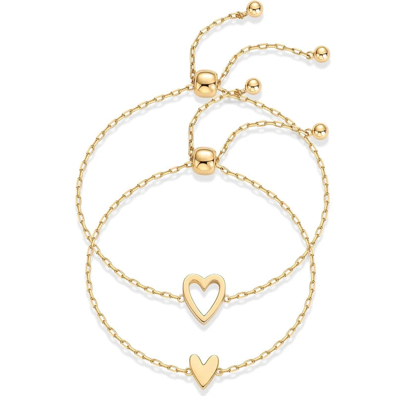 Zediola® | Pulseras Cómplices — Set de 2 con Corazón Dorado