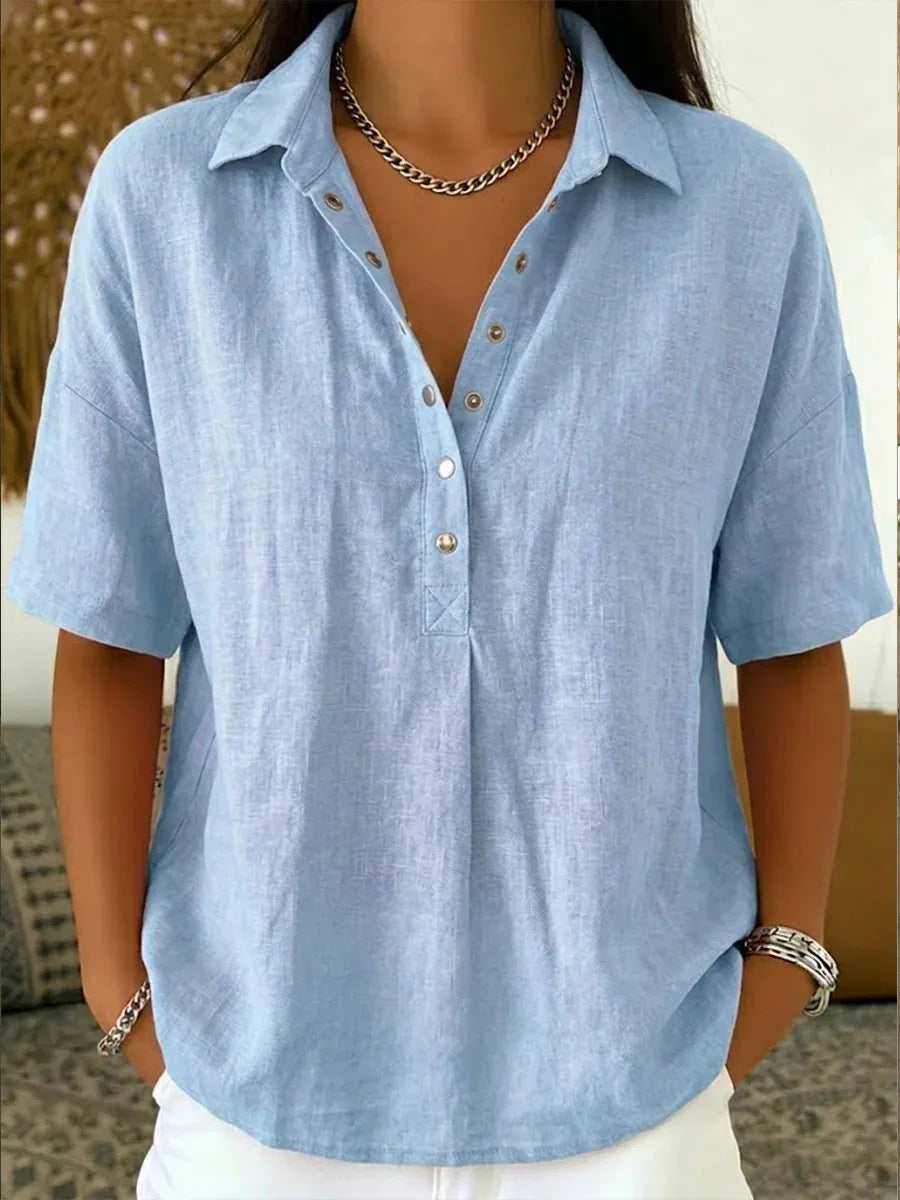 Ari | Blusa con cuello y detalle de botones (¡POR TIEMPO LIMITADO 1+1 GRATIS!)