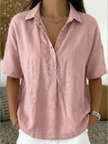 ARI | Blusa con cuello y detalle de botones (1+1 GRATIS) (ROSA)