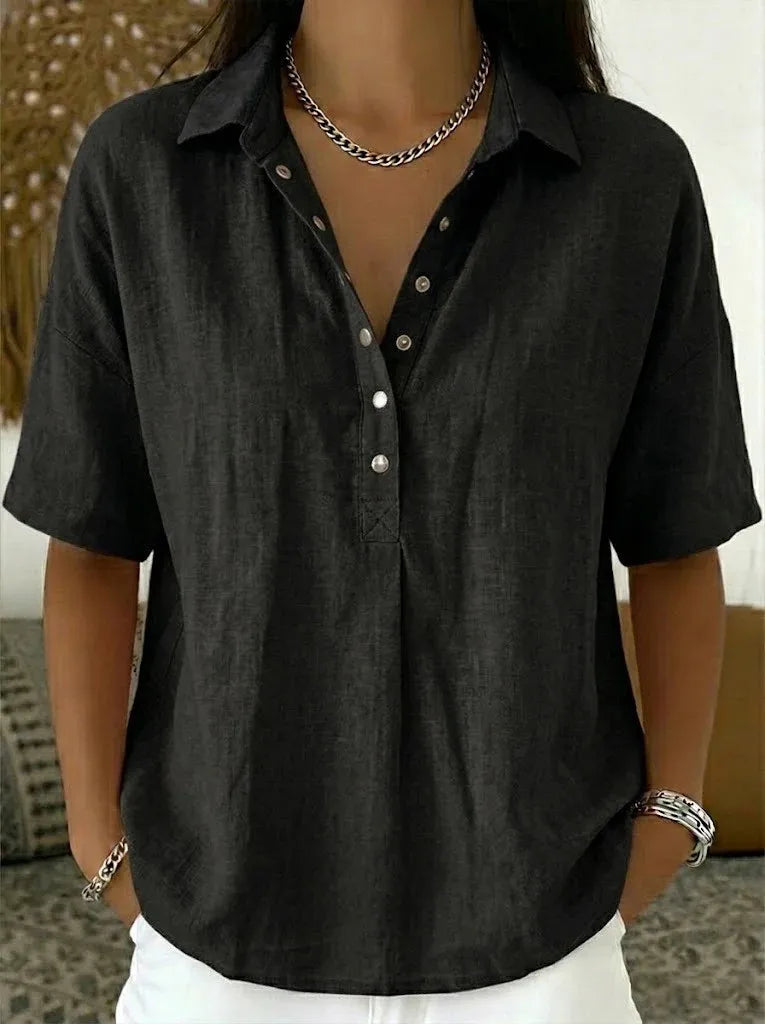 Ari | Blusa con cuello y detalle de botones (¡POR TIEMPO LIMITADO 1+1 GRATIS!)