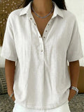 ARI | Blusa con cuello y detalle de botones (1+1 GRATIS) (BLANCO)