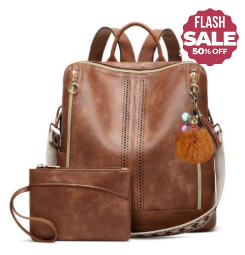 Mochila convertible 2 en 1 de piel de lujo + estuche de regalo