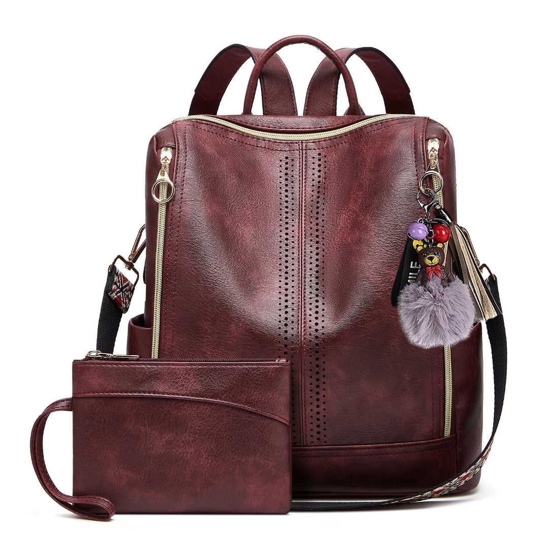 Mochila convertible 2 en 1 de piel de lujo + estuche de regalo