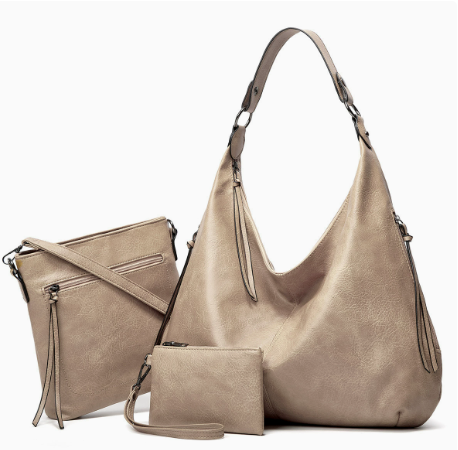 Conjunto de 3 piezas: bolso hobo suave y holgado