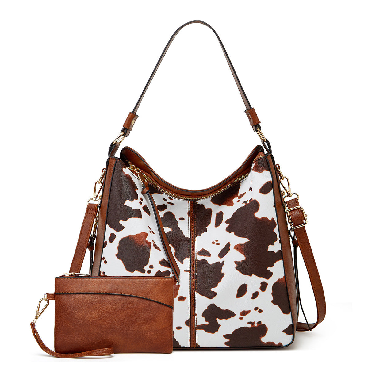 Bolso hobo de lujo en cuero estampado con antirrobo + monedero tipo pouch GRATIS